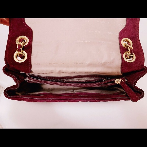 Michael Michael Kors Sloan plum Quilted Suede Large Chain Shoulder Bag - Picture 5 of 7